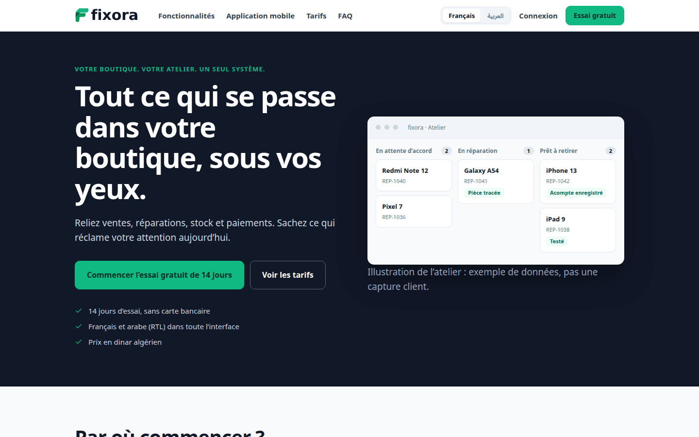 Fixora home page