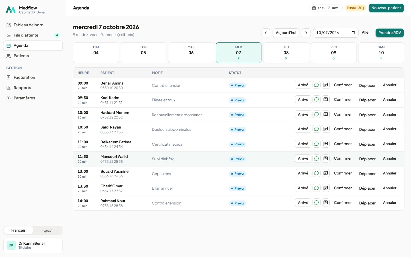Medflow: Appointment book