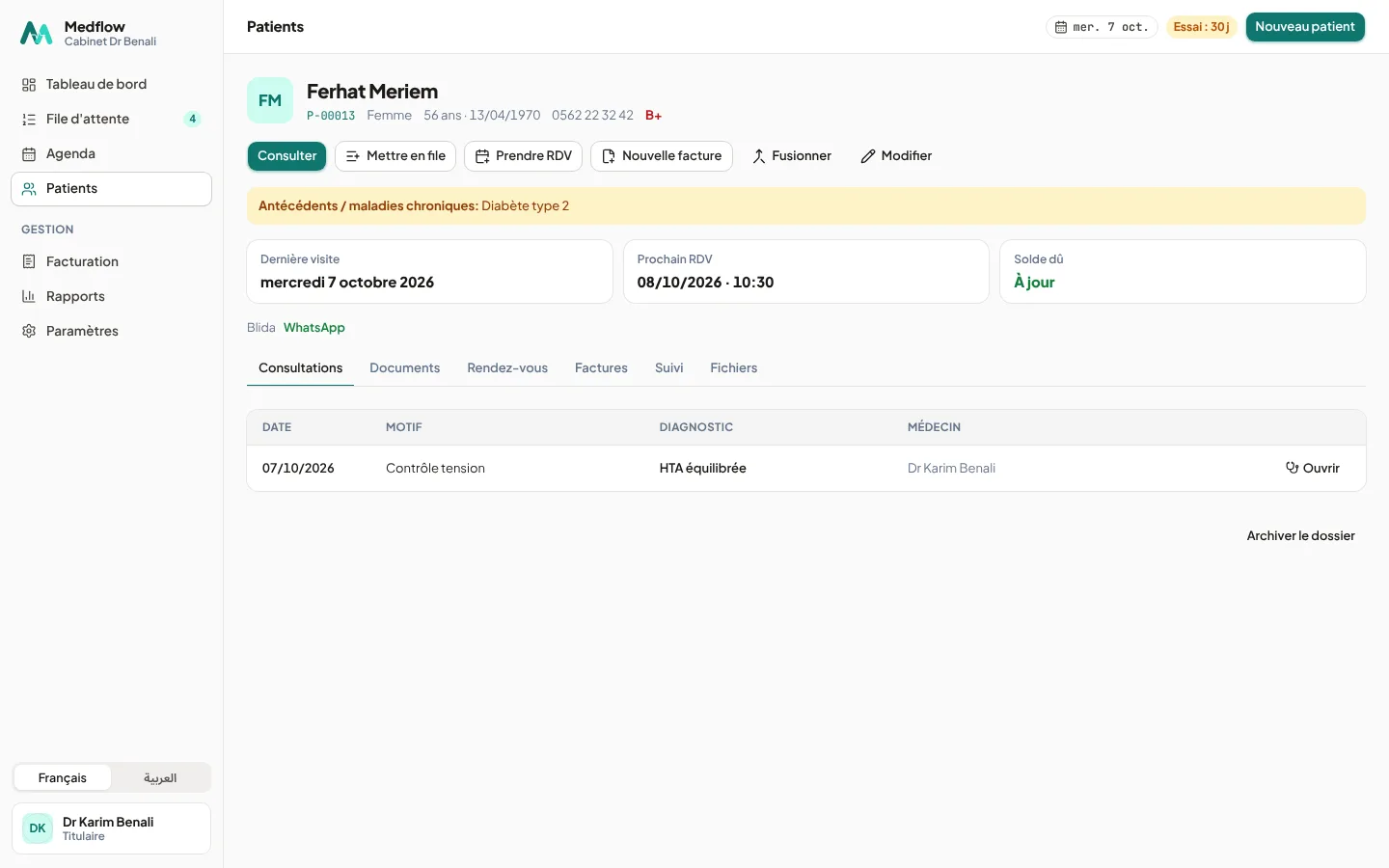Medflow: Patient record