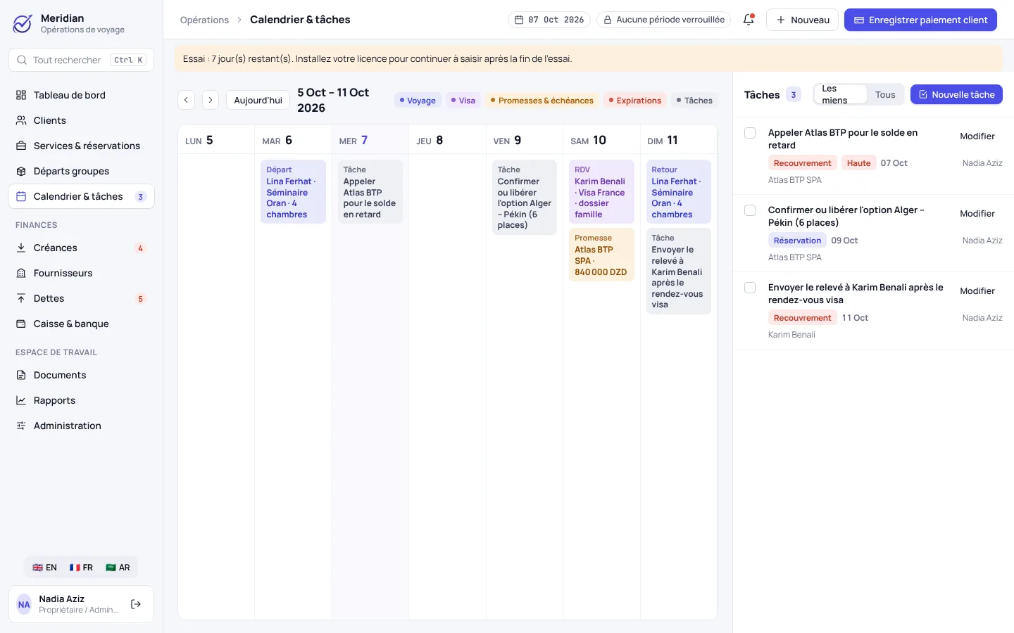 Meridian: Calendar and tasks